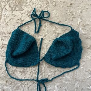 Teal Crochet Bikini Top